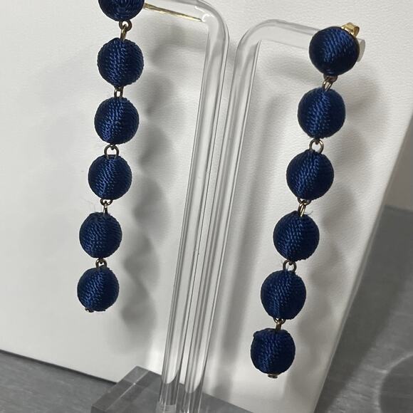 necklace earrings Y2K gold tone shell pendant navy blue cord nautical jewelry - Picture 4 of 14